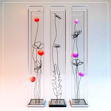 Wire Floral Vases: Modern Decor 3D model image 1 