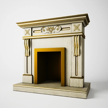 Rustic Wood Finish Fireplace 3D model image 1 
