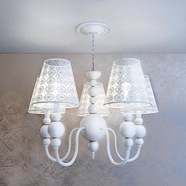 Chic Silk Shade Ceramic Chandelier 3D model image 1 