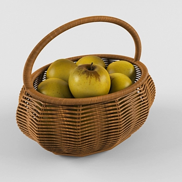 Delicious Orchard Bounty: Basket Full of Apples 3D model image 1 