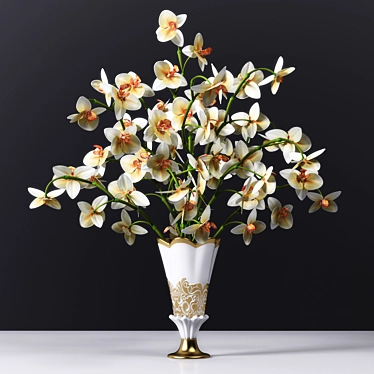 Elegant Orchid Flower Vase 3D model image 1 