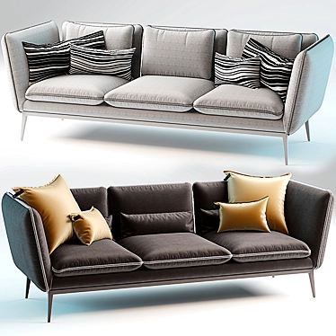 Versatile Sofa in 2 Color Options 3D model image 1 