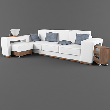 Versatile Sofa with Bedside Table 3D model image 1 