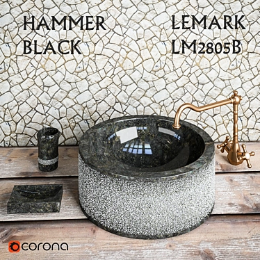 Sink Hammer Black Teak House + Mixer Lemark LM2805B