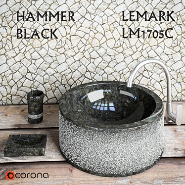 Sink Hammer Black Teak House + Mixer Lemark LM1705C