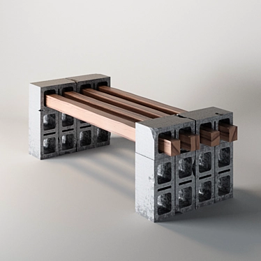 Durable Concrete Bench 3D model image 1 
