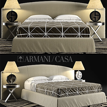 Elegant Armani Bed & Lamp 3D model image 1 