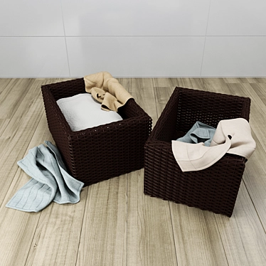 Linen Storage Baskets: Organize Towels 3D model image 1 