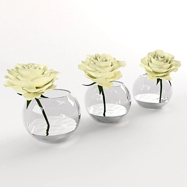 Elegant White Rose Bouquet 3D model image 1 