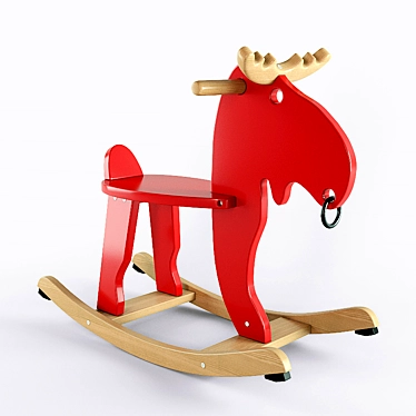 Lovely Wooden Rocking Moose 3D model image 1 