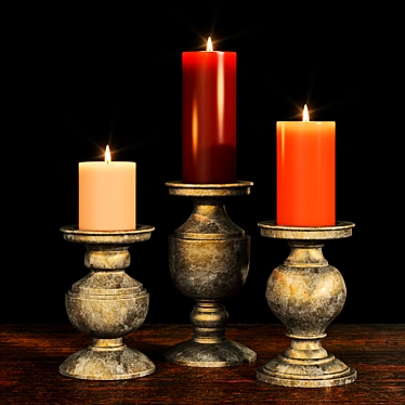 Elegant Candle Trio Set 3D model image 1 