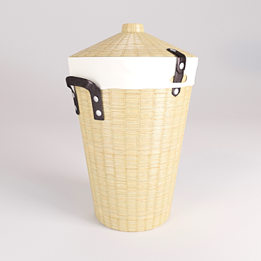 Wicker Laundry Basket with Removable Cover 3D model image 1 