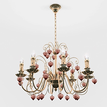 Elegant White & Gold 8-Light Chandelier 3D model image 1 