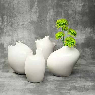 Set of 4 vases (Vita Vases) with chrysanthemums