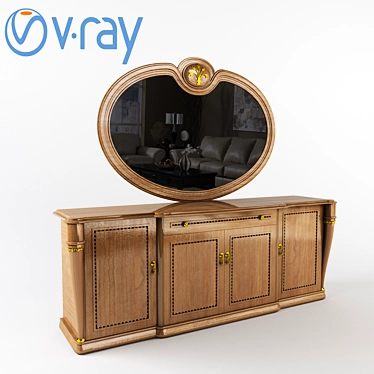 Italian Carved Chest with Mirror 3D model image 1 