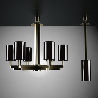 Elegant Duo Ceiling Lamps 3D model image 1 