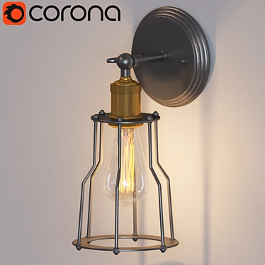 Vintage Lantern Wall Sconce: 30cm Height, 27cm Width, 15cm Length 3D model image 1 