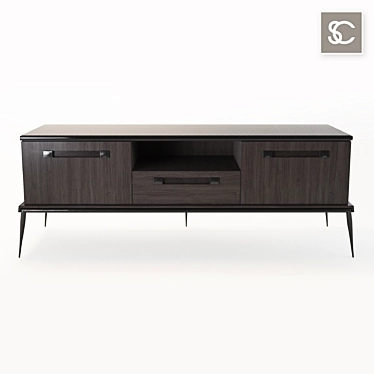 Modern Caviar Veneer TV Console 3D model image 1 