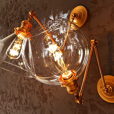 Title: Golden Retro Vintage Sconce 3D model image 1 