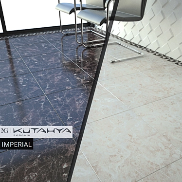 Kutahya Seramik Imperial: Elegant Anthracite and Ivory Tiles 3D model image 1 