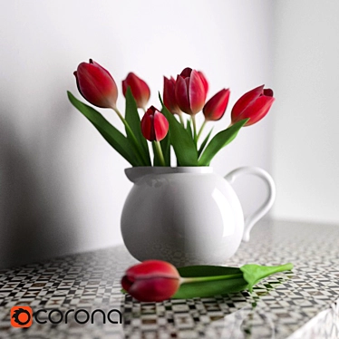 Ceramic Tulip Pitcher 3D model image 1 