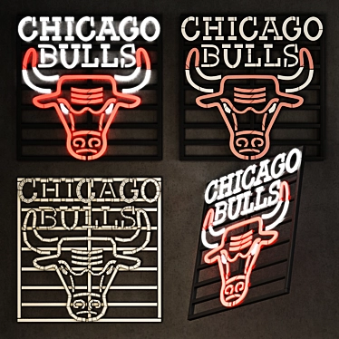  Chicago Bulls Neon Wall Decor 3D model image 1 