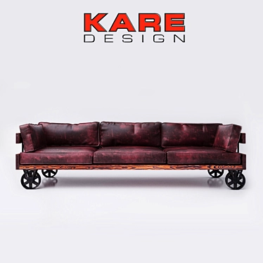 Vintage Railway Leather Sofa 3D model image 1 