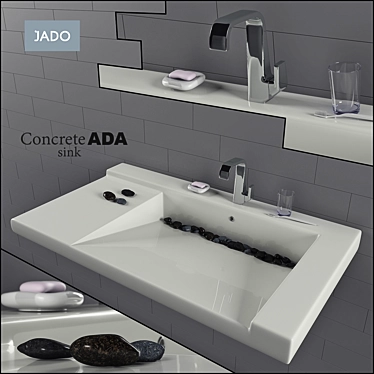 Concrete Ada Jes Sink w/ Jado Faucet 3D model image 1 