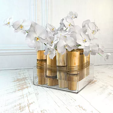 Bamboo Orchid Fusion: Exquisite Floral Composition 3D model image 1 