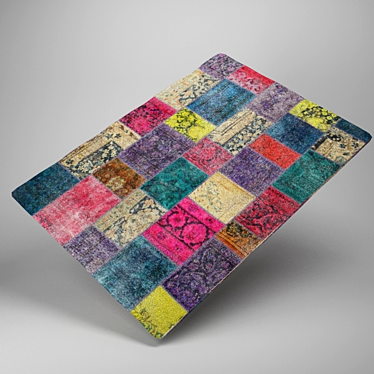 Vintage Boho Patchwork Carpet 3D model image 1 