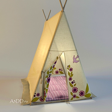 Kids' Textile Shelter Tent 3D model image 1 
