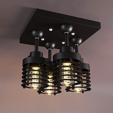 Industrial Square Loft Lamp 3D model image 1 