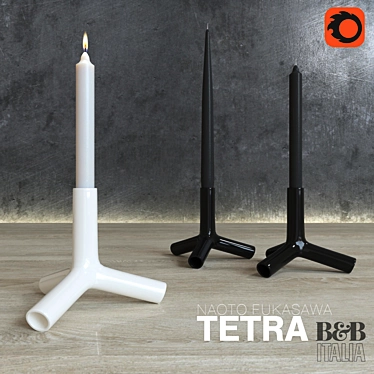 Tetra Candlestick: Nature-inspired Ceramic Design 3D model image 1 