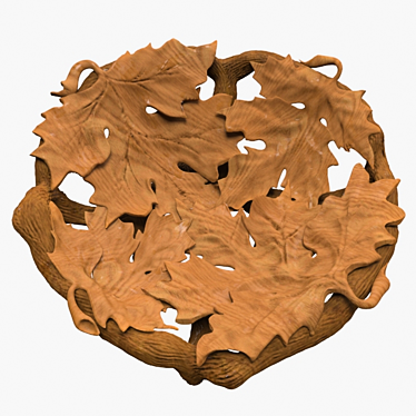 Exquisite Wooden Carved Plate 3D model image 1 