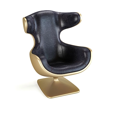 Vintage VIO Leather Armchair on Plastic Base 3D model image 1 