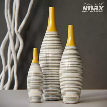 Andean Glaze Vases: Handcrafted Set of 3 3D model image 1 