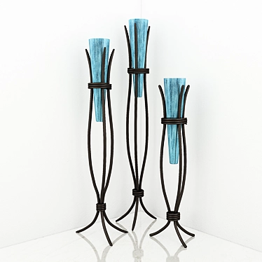 Artisan Hand-Painted Glass Floor Vases 3D model image 1 