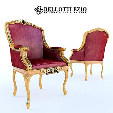 Elegant Cherry Patina Elbow Chair 3D model image 1 