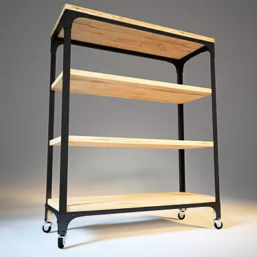 Industrial Loft Rack with 4 Shelves 3D model image 1 