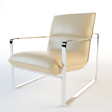 Sleek White Leather Lounge Chair 3D model image 1 