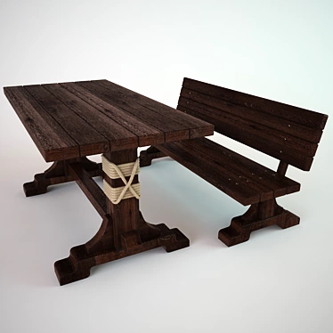 Coastal-Style Tables and Benches 3D model image 1 