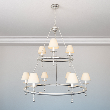 Classic Two-Tier Chandelier: Polished Nickel 3D model image 1 