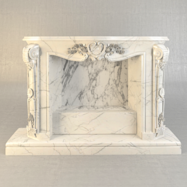 Elegant White Marble Fireplace 3D model image 1 