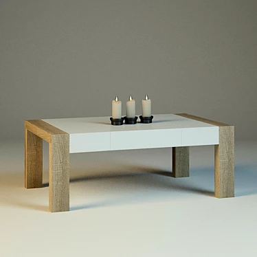 Modern White Oak Tacoma Coffee Table 3D model image 1 