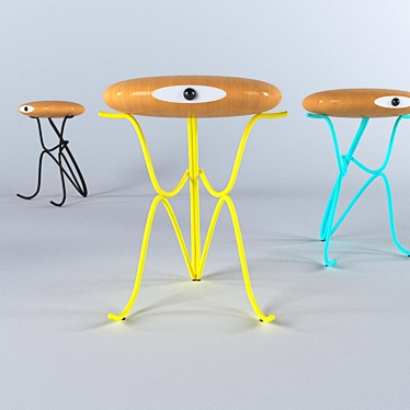 Modern Trio: Companion Stools 3D model image 1 