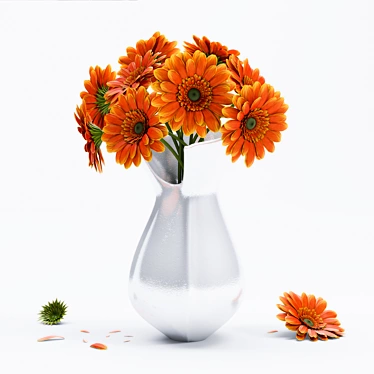 Vibrant Gerbera Flower Bouquet 3D model image 1 