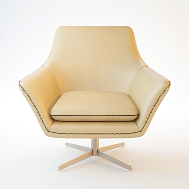 Sleek Leather Swivel Lounge Chair 3D model image 1 