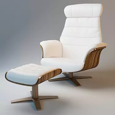 Modern White Leather Reclining Chair 3D model image 1 