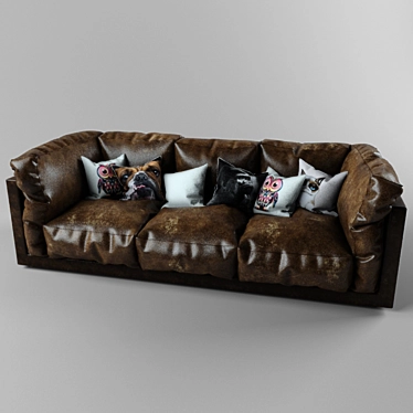Modern Leather Sofa 3D model image 1 