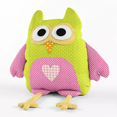 Whimsical Textile Owl Toy 3D model image 1 